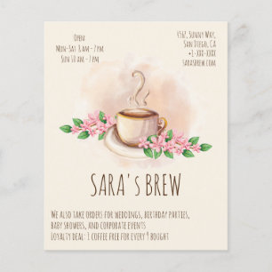 Logo Aquarellkaffee Tasse und Blume Café Flyer