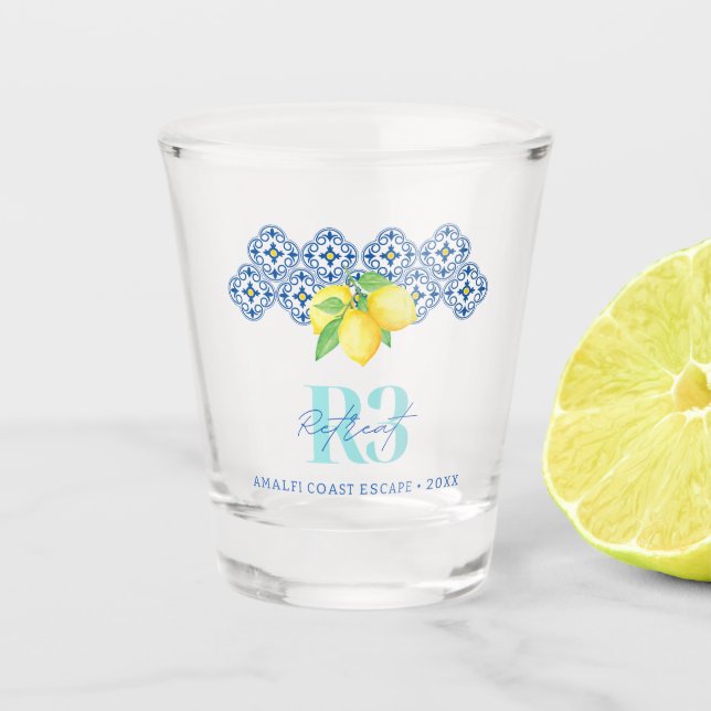 Logo "Aquarellon Lemon Mediterrane Tile" Schnapsglas (Vorderseite)