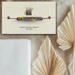 Logo-Armband-Display Beige-Leinen-Visitenkarte Visitenkarte
