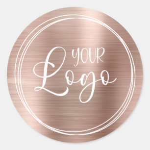 Logo auf drei White Rings mit Rose Gold Foil Runder Aufkleber