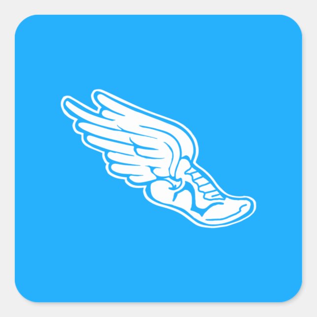 Logo-Aufkleber blau Quadratischer Aufkleber (Vorderseite)