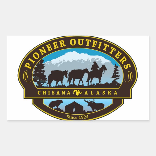 Logo-Aufkleber für Pioneer Outfitters Rechteckiger Aufkleber (Vorderseite)