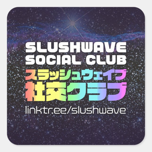 Logo-Aufkleber für Slushwave Social Club Quadratischer Aufkleber (Vorderseite)