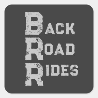 Logo "Back Road Rides" Grau Quadratischer Aufkleber