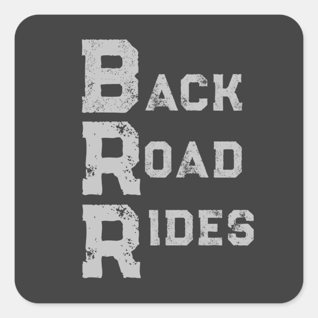 Logo "Back Road Rides" Grau Quadratischer Aufkleber (Vorderseite)
