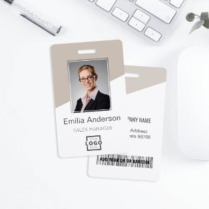 Logo-Bar-Code des Unternehmens Mitarbeiter-Foto Ta Ausweis