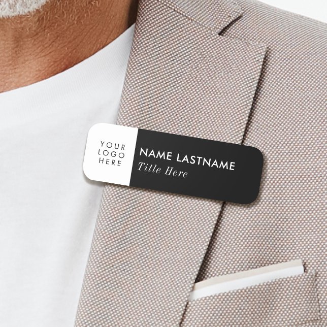 Logo Basic Black Business Title Button Magnetic (Von Creator hochgeladen)