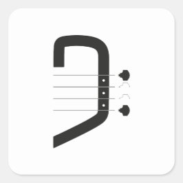 Logo Bass Clef & Gitarre Quadratischer Aufkleber