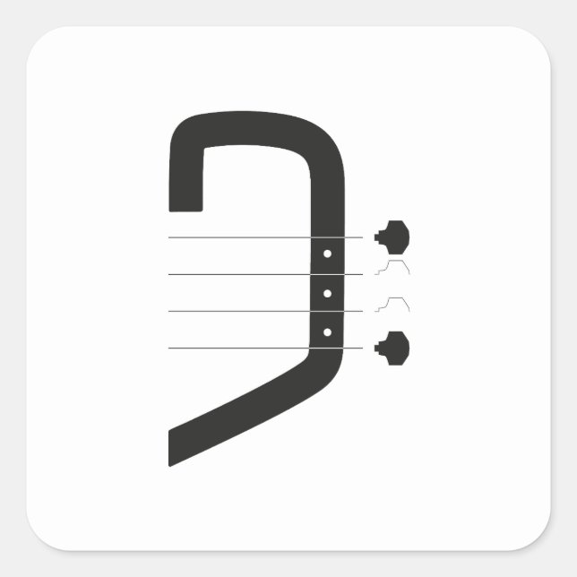 Logo Bass Clef & Gitarre Quadratischer Aufkleber (Vorderseite)