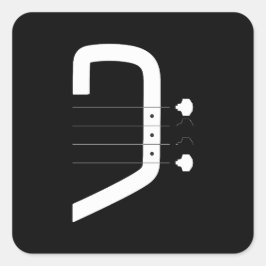 Logo Bass Clef & Gitarre Quadratischer Aufkleber