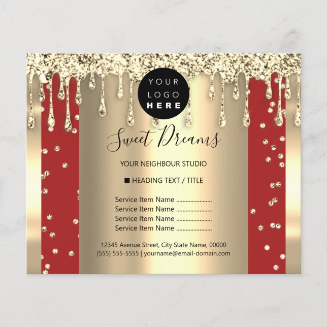 Logo Beauty Makeuails Preisliste Ggoldden Tropfen Flyer (Vorne)