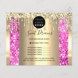 Logo Beauty Makeuty Nägel Preisliste Gold Pink Flyer