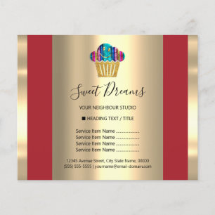 Logo Beauty Salon Sweet Bakery Preisliste Rot Flyer