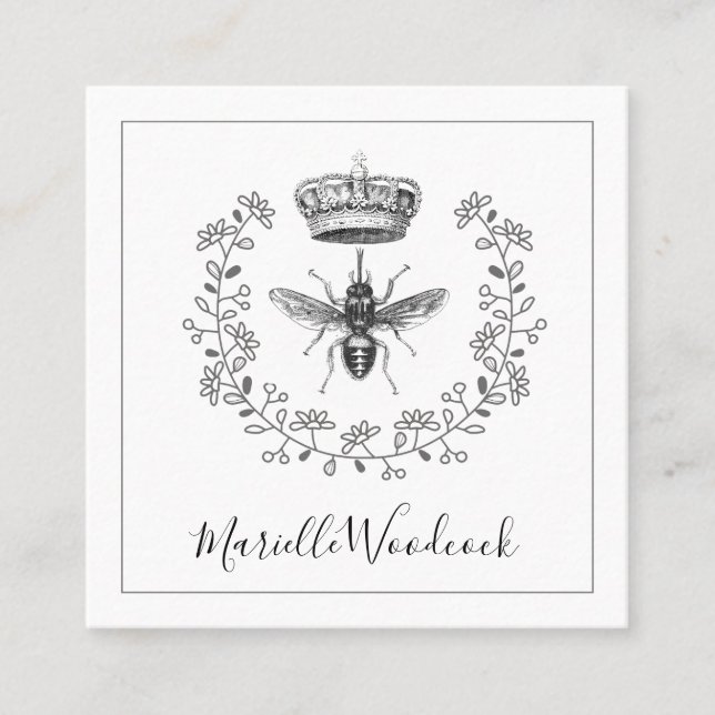 Logo "Bee and Crown Laurel" Quadratische Visitenkarte (Vorderseite)