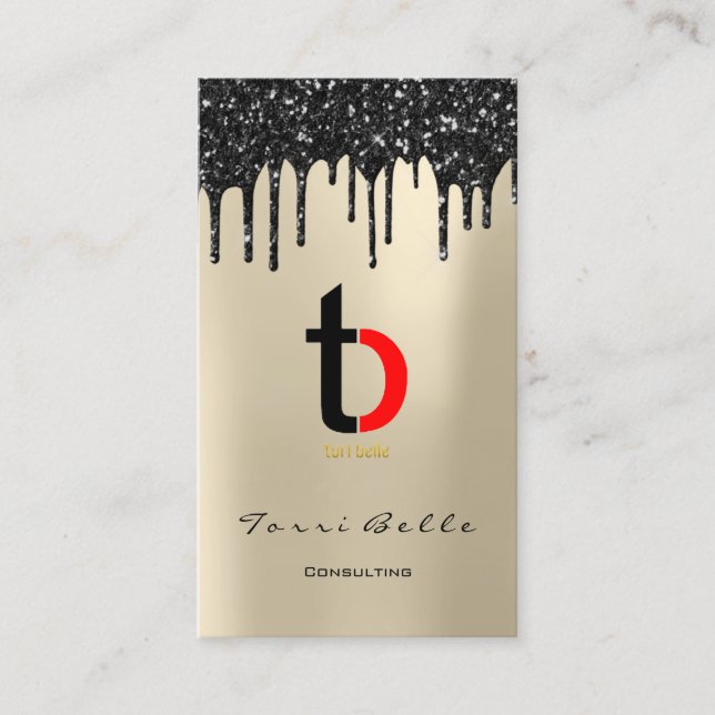 Logo Beruflich Black Tropfen Glitzer Consulting Visitenkarte (Vorderseite)