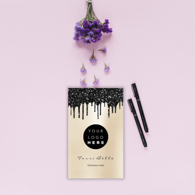 Logo Beruflich Black Tropfen Pearly Consulting Visitenkarte (Logo Professional Black Drip Pearly Consulting Business Card)