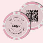 Logo Beruflich Business Pink QR Code Pokerchips<br><div class="desc">Einfache Logochips für kleine Unternehmen mit QR-Poker auf der Rückseite. Fügen Sie Ihr eigenes Firmenlogo hinzu und passen Sie mit Ihrer Textauswahl an. Wenn Sie weitere Anpassungen benötigen,  lass mir bitte Bescheid.</div>