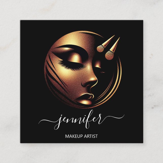 Logo "beruflich Makeup Artist Lashes"QRBlackWeiß Quadratische Visitenkarte (Vorderseite)