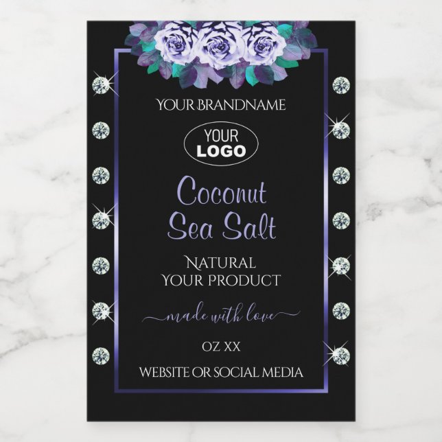 Logo "Black Blue Product Packaging Labels Diamonds Lebensmitteletikett (Einzelnes Label)