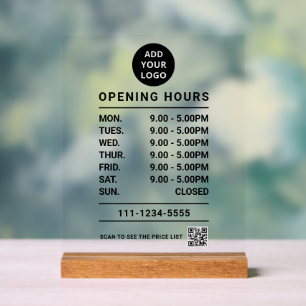 Logo "Black Business Opening Hours" - Code Acrylschild