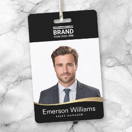 Logo black faux golden wave employee name id ausweis