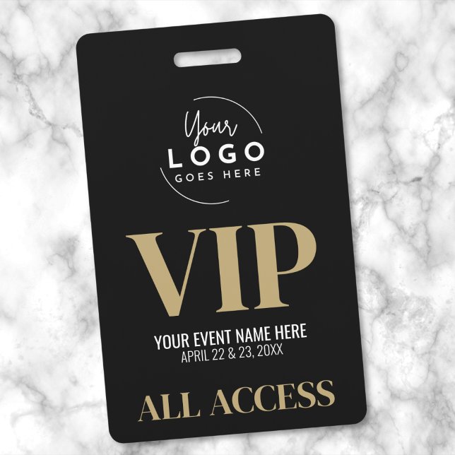 Logo Black Gold VIP Event Ausweis (VIP Your Logo Black Gold Event Badge)