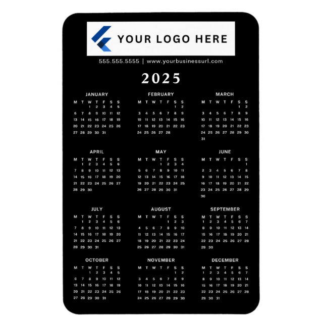 Logo Black Monthly Kalender 2025 Magnet (Vertikal)