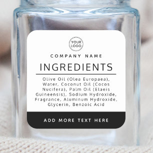 Logo black white ingredient list product label quadratischer aufkleber