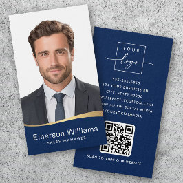 Logo-blaue Imitate goldenes Foto-Logo QR-Code
