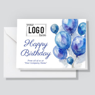 Logo Blaue Wasserfarbballons Geschäft Geburtstag Karte