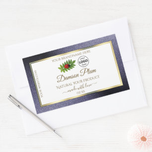 Logo "Blue Glitzer White Gold Product Label Ladybu Rechteckiger Aufkleber