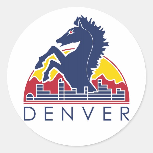 Logo "Blue Horse Denver" Runder Aufkleber (Vorderseite)