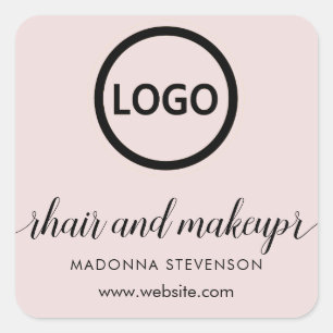 Logo Blush Pink Einfache Typografie Haare Makeup Quadratischer Aufkleber