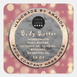 Logo Body Balm Butter Cosmetic Gold Confetti Blus Quadratischer Aufkleber