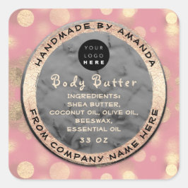 Logo Body Balm Butter Cosmetic Gold Confetti Grau Quadratischer Aufkleber