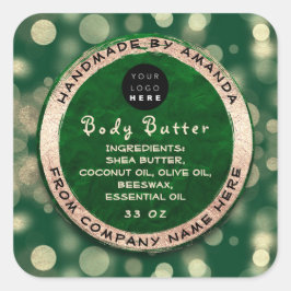 Logo Body Balm Butter Cosmetic Gold Confetti Gree Quadratischer Aufkleber