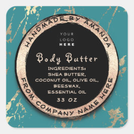Logo Body Balm Butter Cosmetic Gold Frame Aquamari Quadratischer Aufkleber