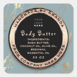 Logo Body Balm Butter Cosmetic Gold Frame Grau Quadratischer Aufkleber