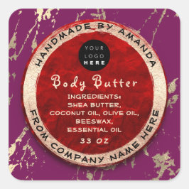 Logo Body Balm Butter Cosmetic Gold Ruby Lila Quadratischer Aufkleber