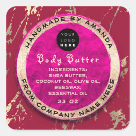 Logo Body Balm Butter Kosmetische Gold Ruby Pink Quadratischer Aufkleber