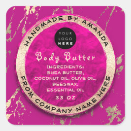 Logo Body Balm Butter Kosmetische Gold Ruby Pinky Quadratischer Aufkleber