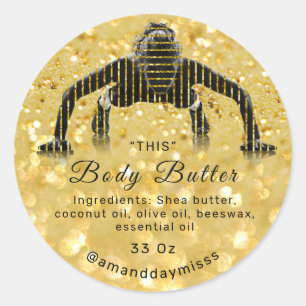 Logo Body Oil Balm Cosmetic Fitness Care Gold Runder Aufkleber