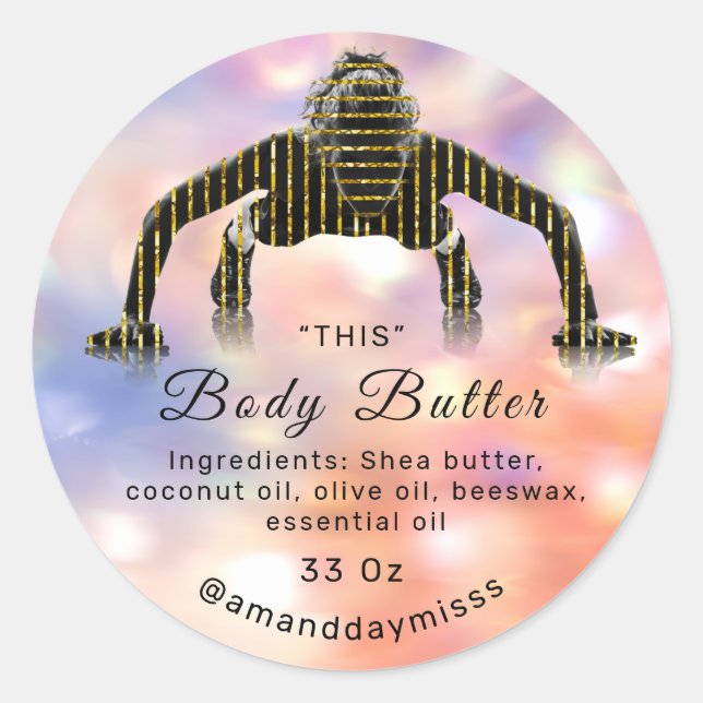Logo Body Oil Balm Kosmetische Fitness Holograph Runder Aufkleber (Vorderseite)