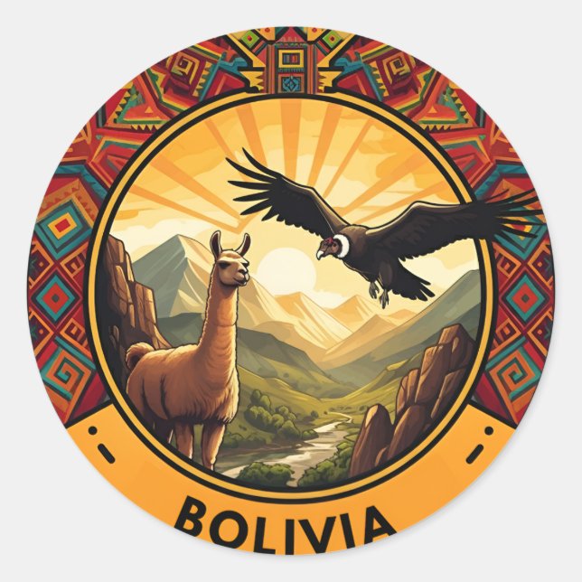 Logo Bolivia Runder Aufkleber (Vorderseite)