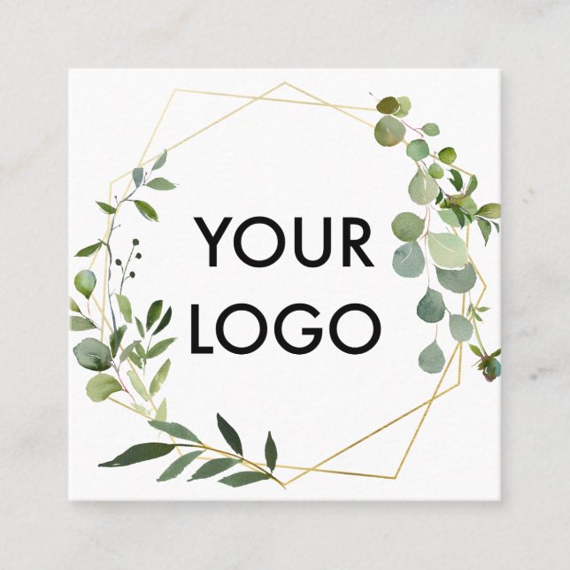 Logo Botanische Vegetation Eukalyptus Square Quadratische Visitenkarte (Vorderseite)