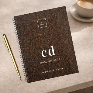 Logo braunes Leder Monogramm Anfangsbuchstaben Ges Planer