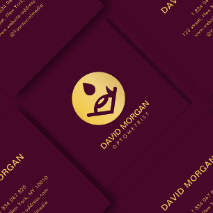 Logo-Burgund und Gold für Optometristen Quadratische Visitenkarte