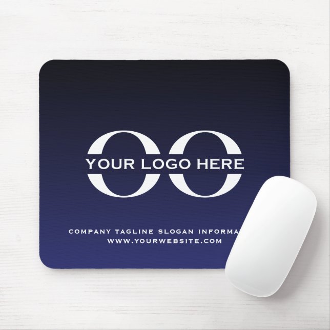 Logo Business Company Navy Blue Mousepad (Mit Mouse)