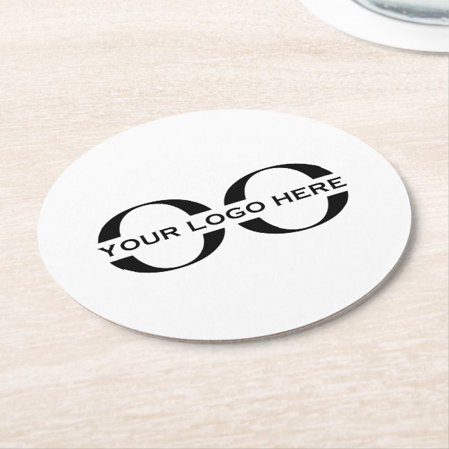 Logo Business Company White Runder Pappuntersetzer (Angewinkelt)
