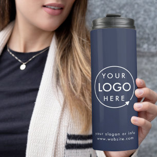 Logo Business Corporate Company Navy Blue Thermosbecher